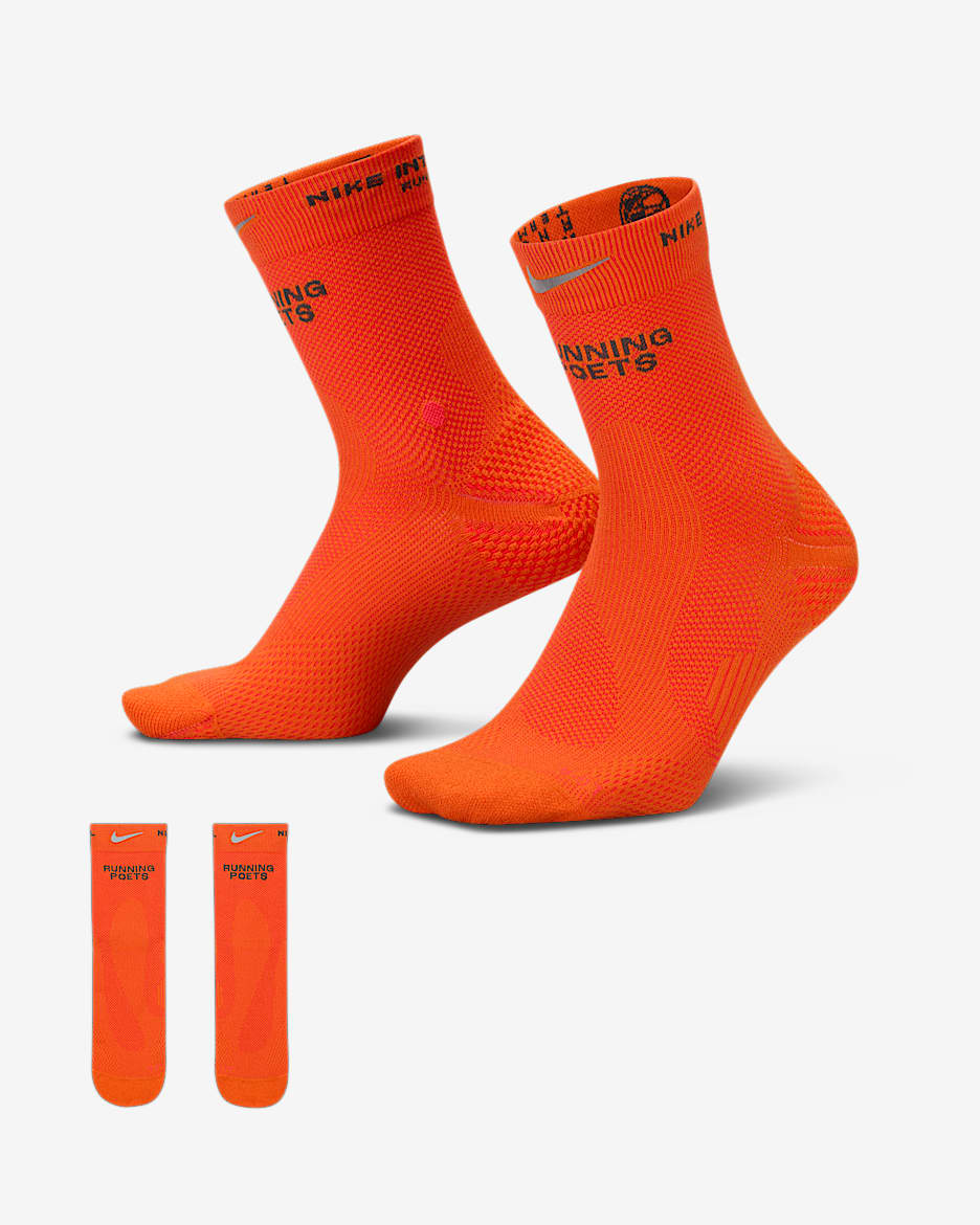 Nike Running Lightweight Micro Crew 速干运动短袜（1 双） - 安全橙/亮深红/中灰