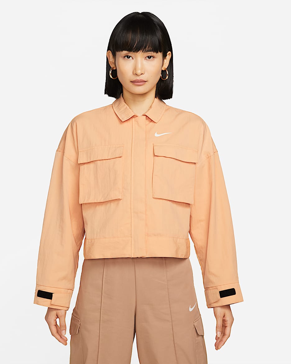 Nike Sportswear Essential 女子梭织夹克 - 月亮丰收黄/白色