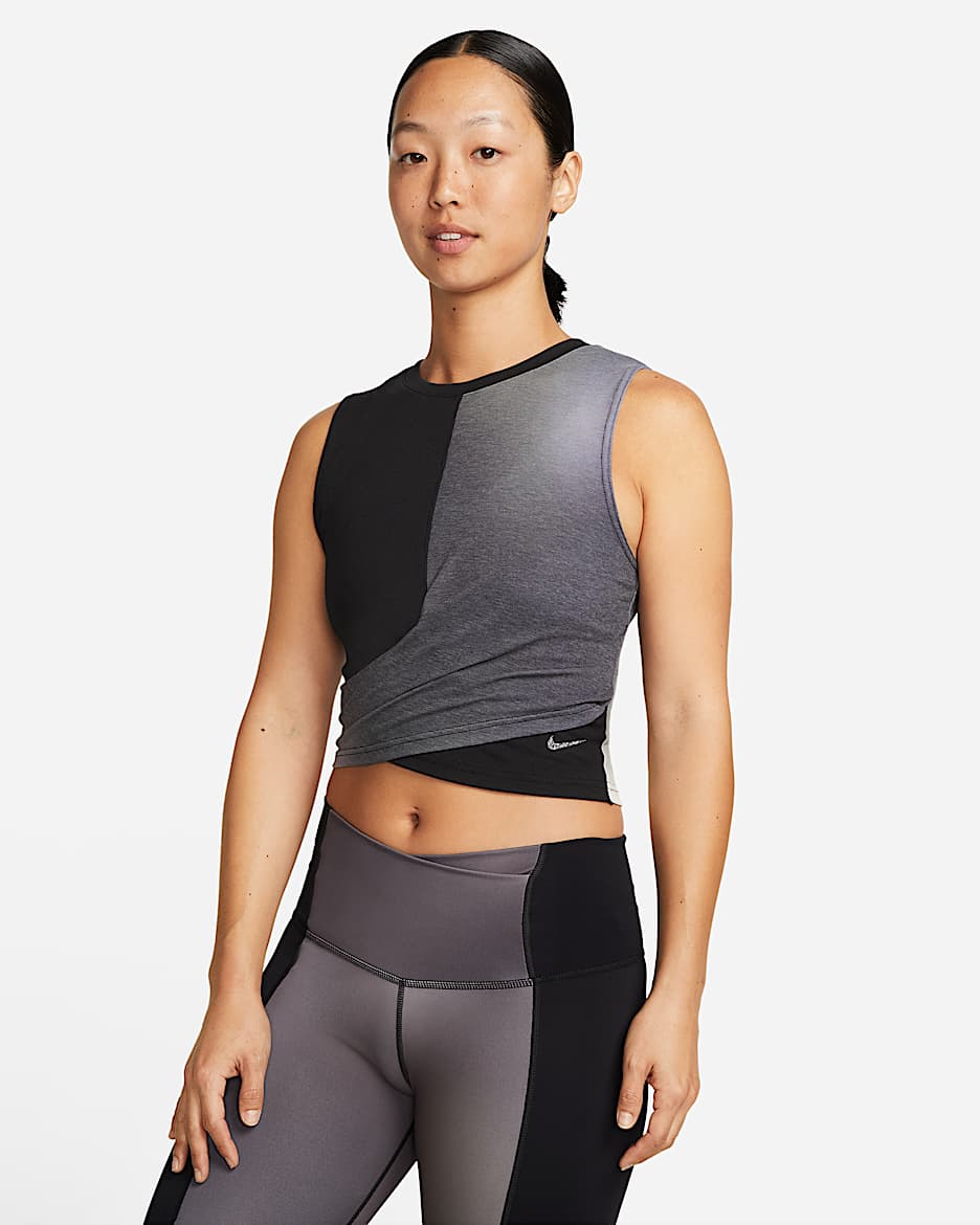 Nike Yoga Dri-FIT 女子印花背心 - 灰黑/黑