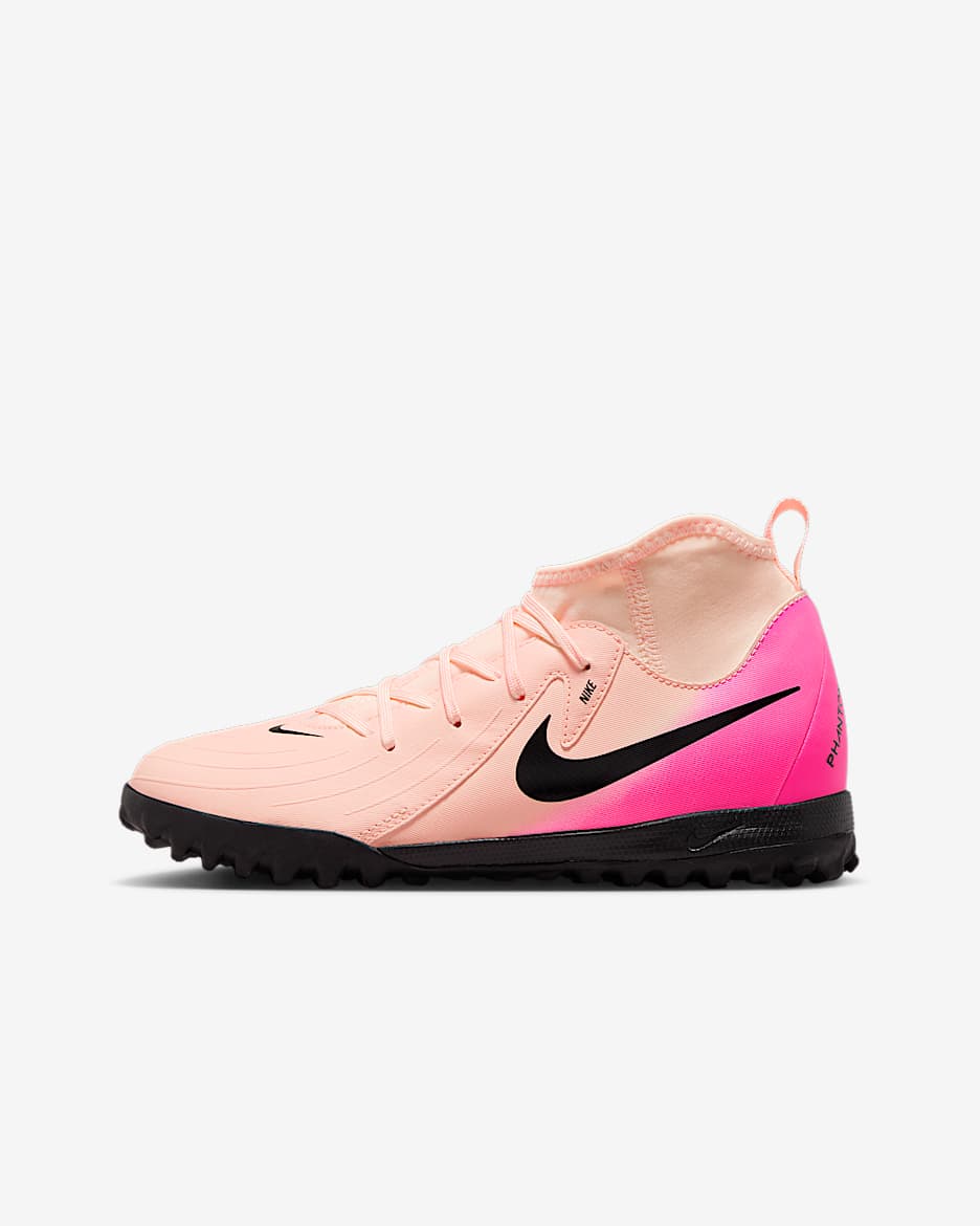 Nike Jr. Phantom Luna 2 Academy 耐克月煞系列大童人造场地高帮足球鞋 - 浅深红/爆炸粉/黑