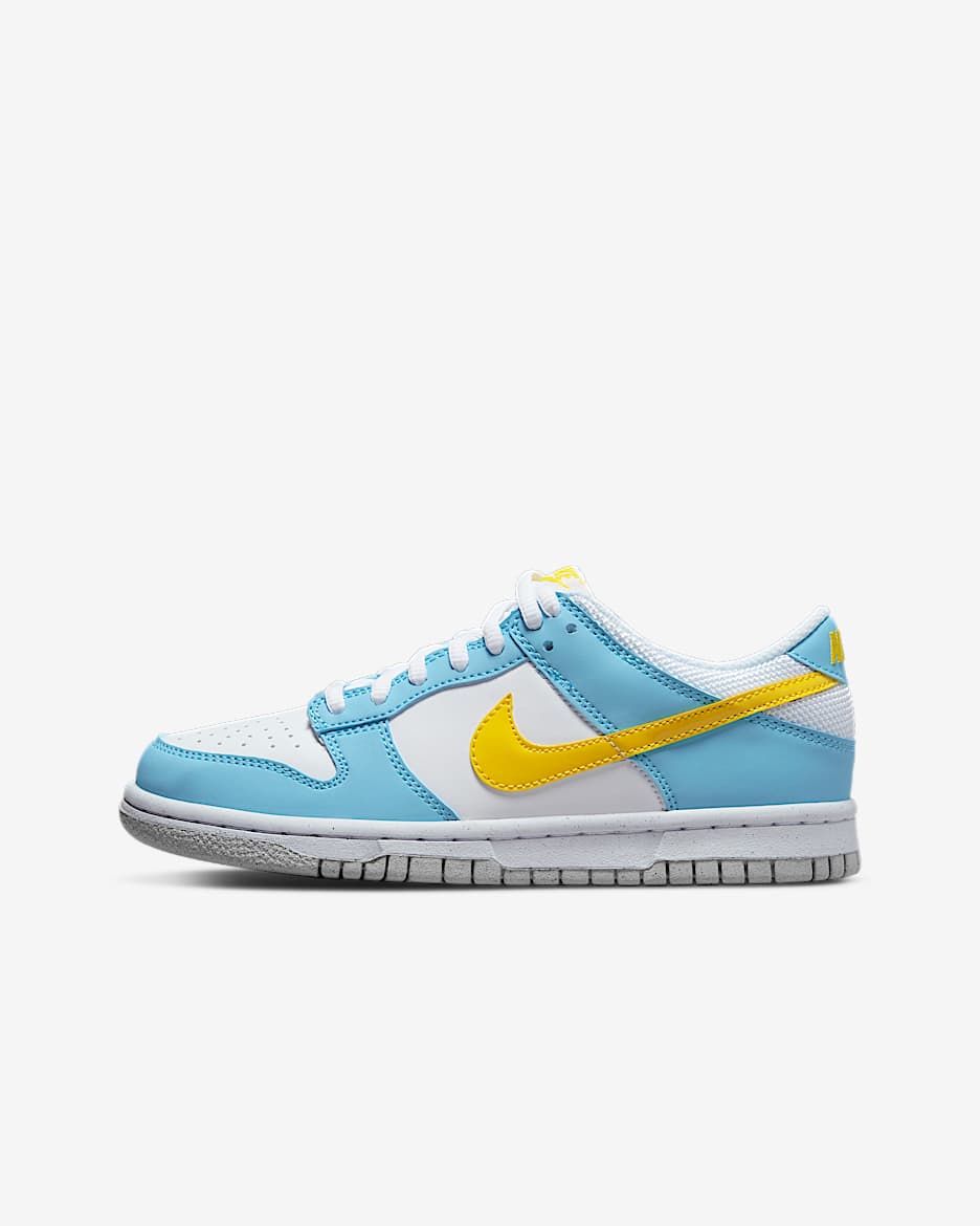 Nike Dunk Low 大童运动鞋 - 冷蓝/白色/雾灰/冲击黄