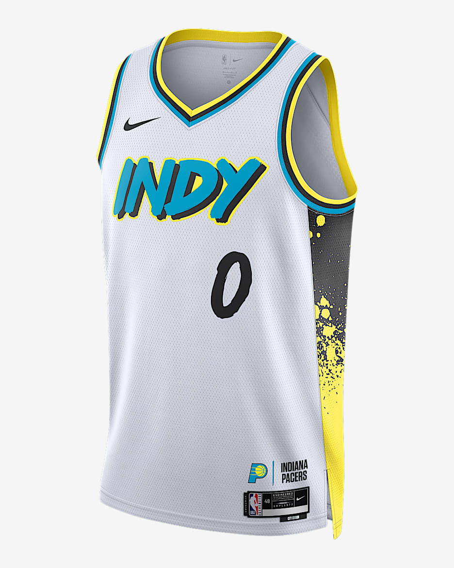 2024/25 赛季印第安纳步行者队泰里斯·哈里伯顿 (Tyrese Haliburton) City Edition Nike Dri-FIT NBA Swingman Jersey 男子速干球衣 - 白色