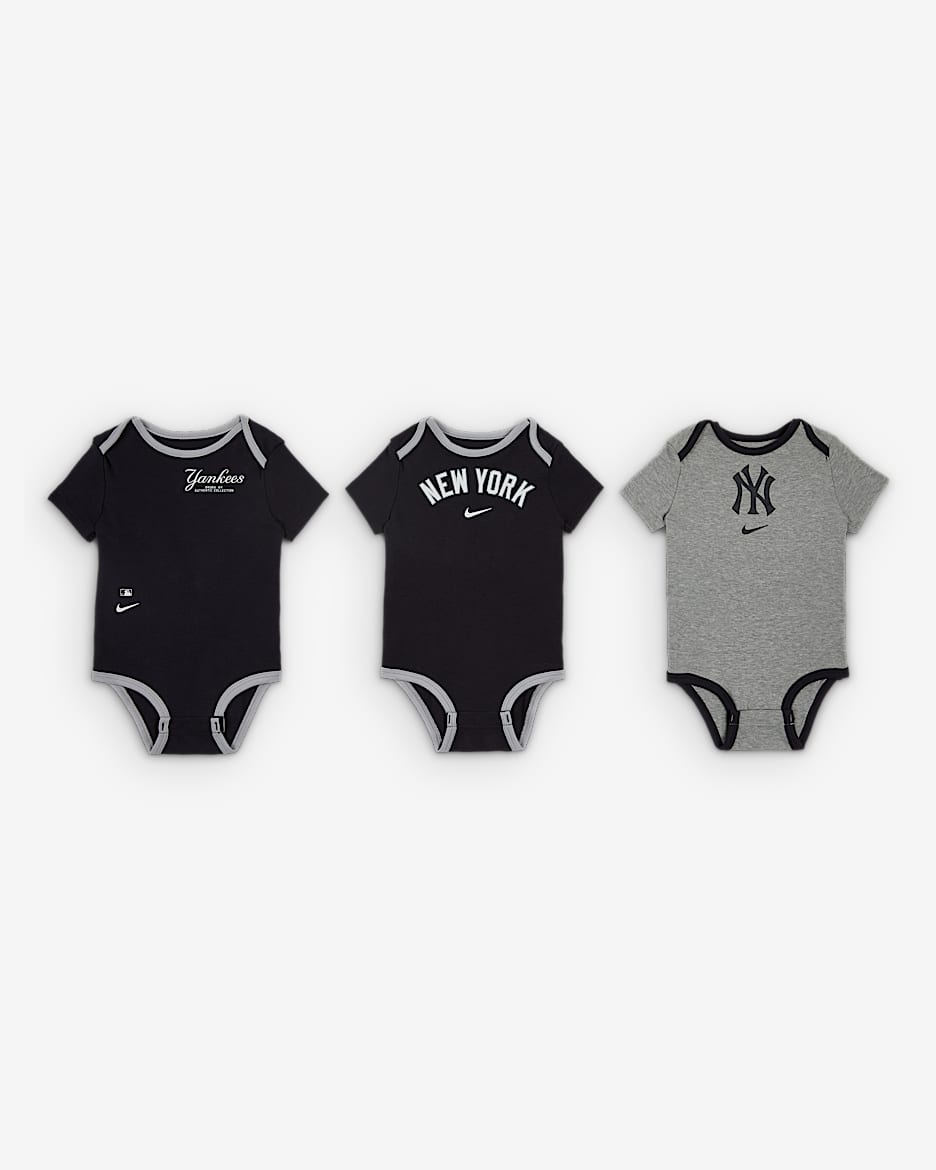 纽约洋基队 Nike MLB 婴童连体衣（3 件） - 深藏青
