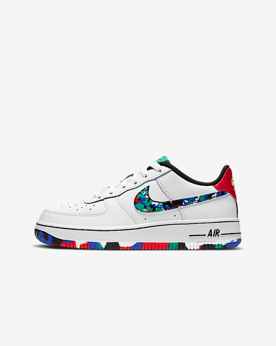 Nike Air Force 1 (GS) 大童运动童鞋 - 白色/超蓝/海神绿/多色