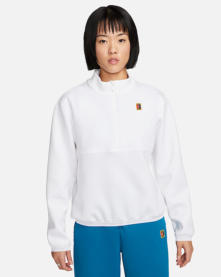 NikeCourt Dri-FIT Heritage 女子半长拉链开襟网球上衣 - 白色/白色