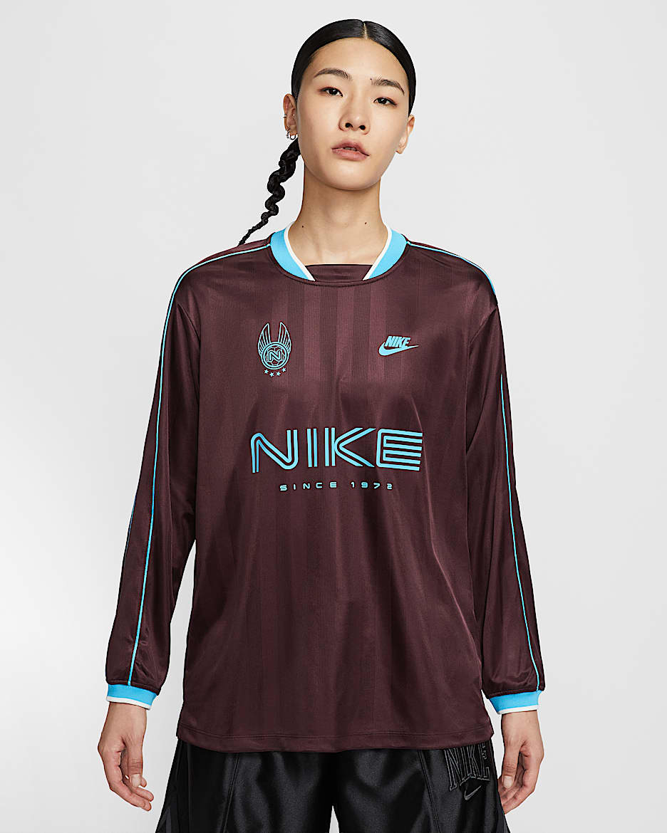 Nike Sportswear 女子长袖针织上衣 - 鲜亮勃艮第酒红/波罗的海蓝