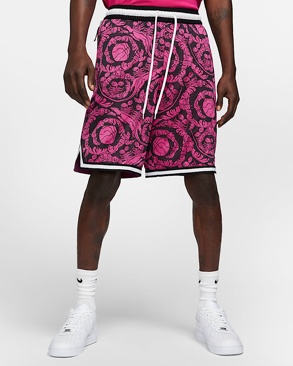 Nike Dri-FIT DNA 男子篮球短裤 - 黑/树莓红/白色