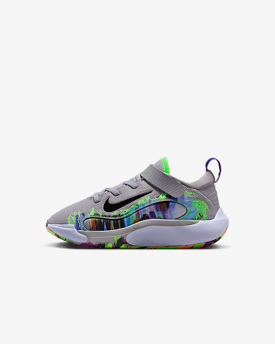 Nike IsoFly 幼童运动鞋 - 水泥灰/黑/明亮紫/冲击绿