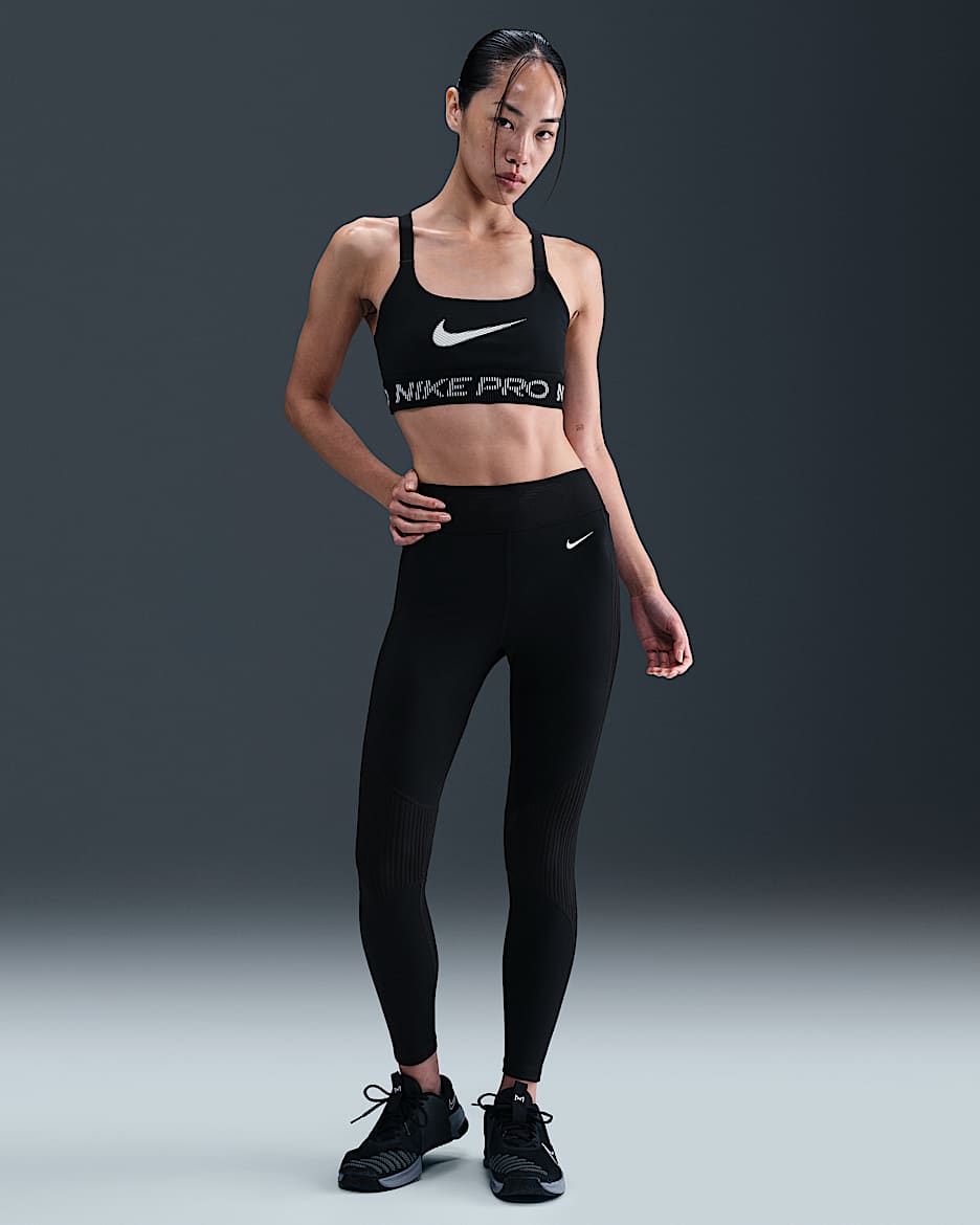 Nike Pro 女子速干高腰训练紧身裤 - 黑/白色