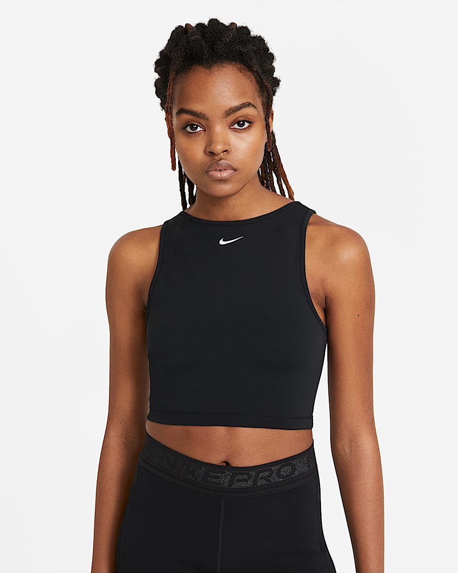 Nike Pro 女子训练紧身背心 - 黑/黑/白金色