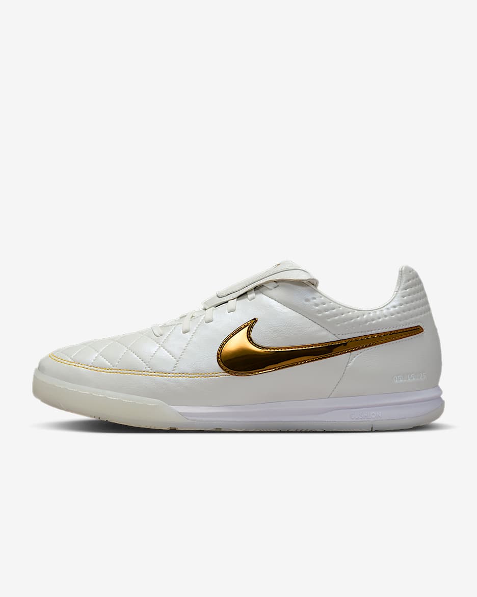 Nike Tiempo Legend SE 耐克传奇系列男/女 IC 室内/球场低帮足球鞋 - 金属山峰白/金属金币色