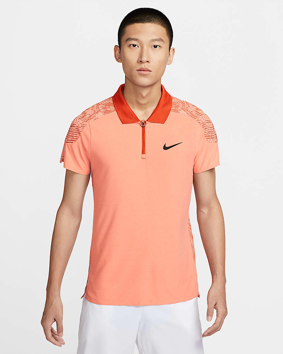 Nike Slam Dri-FIT ADV 男子速干网球翻领T恤 - 石英粉/铁锈色/黑