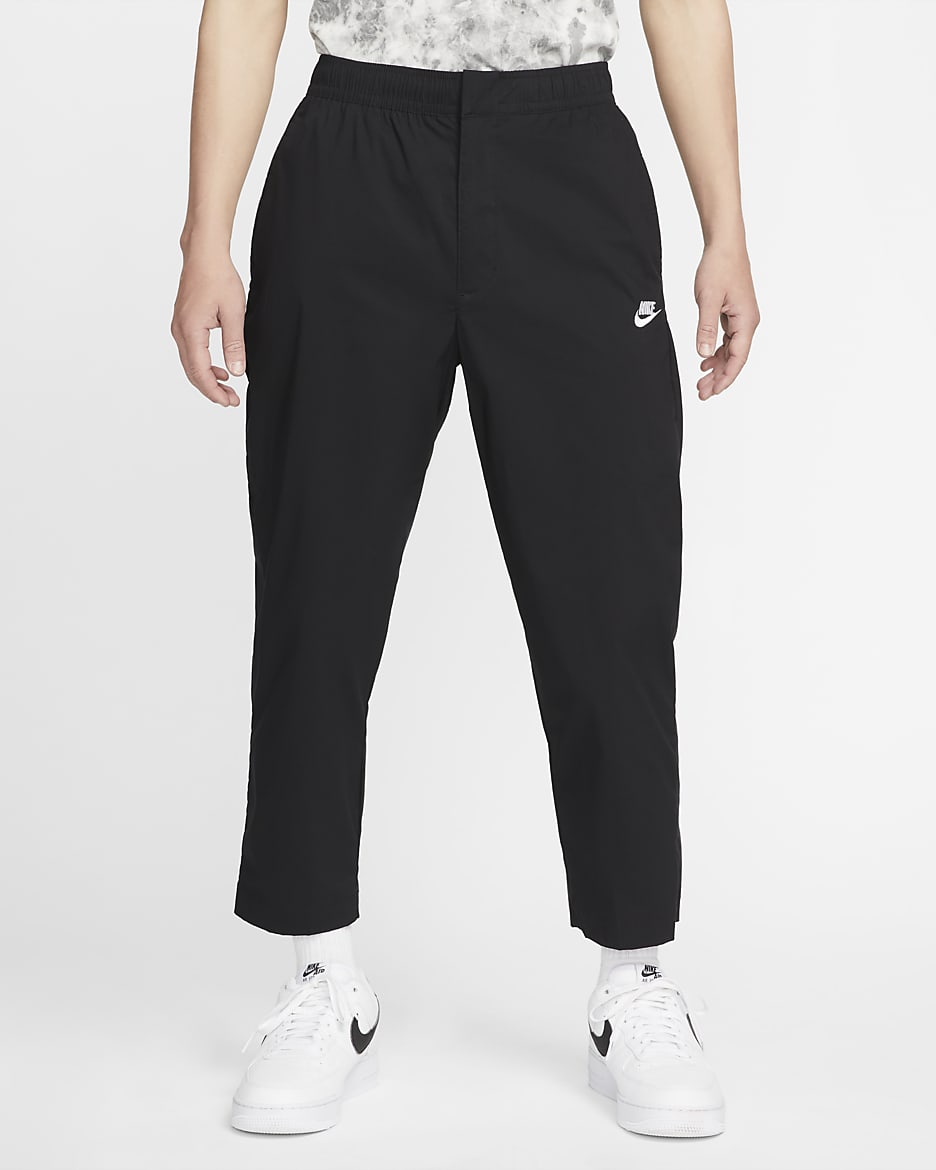 Nike Sportswear Sport Essentials 男子梭织无衬里运动长裤休闲 - 黑/白色