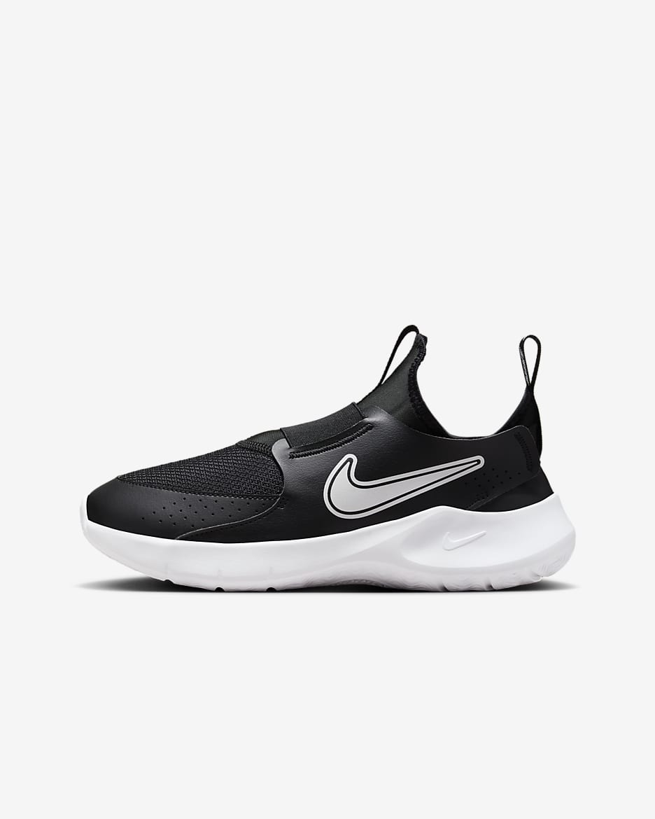 Nike Flex Runner 3 大童易弯折易穿脱一脚蹬公路跑步鞋 - 黑/白色