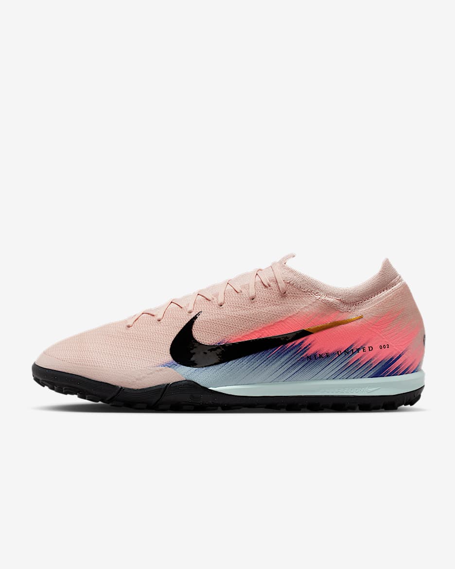 Nike United Mercurial Vapor 16 Pro 耐克刺客系列男/女 TF 人造场地低帮足球鞋 - 砂岩灰粉/赛车蓝