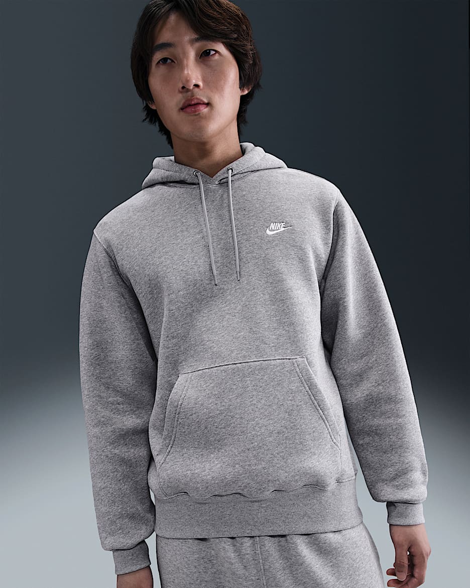 Nike Club 男子加绒套头连帽衫 - 调色暗灰/浅烟灰/白色