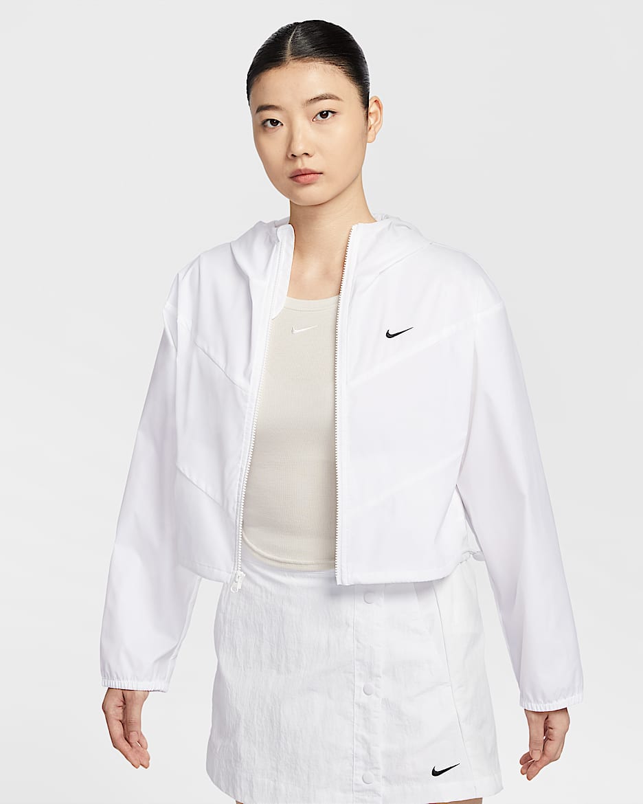 Nike Sportswear Windrunner 风行者系列女子宽松梭织连帽夹克 - 白色/白色/黑