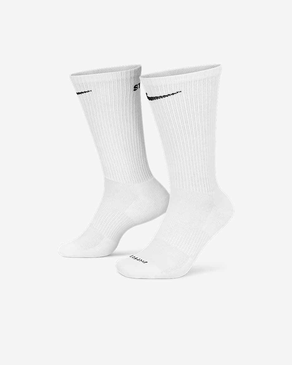 Nike Everyday Plus x Stüssy 舒适速干中筒运动袜（1 双） - 白色/黑