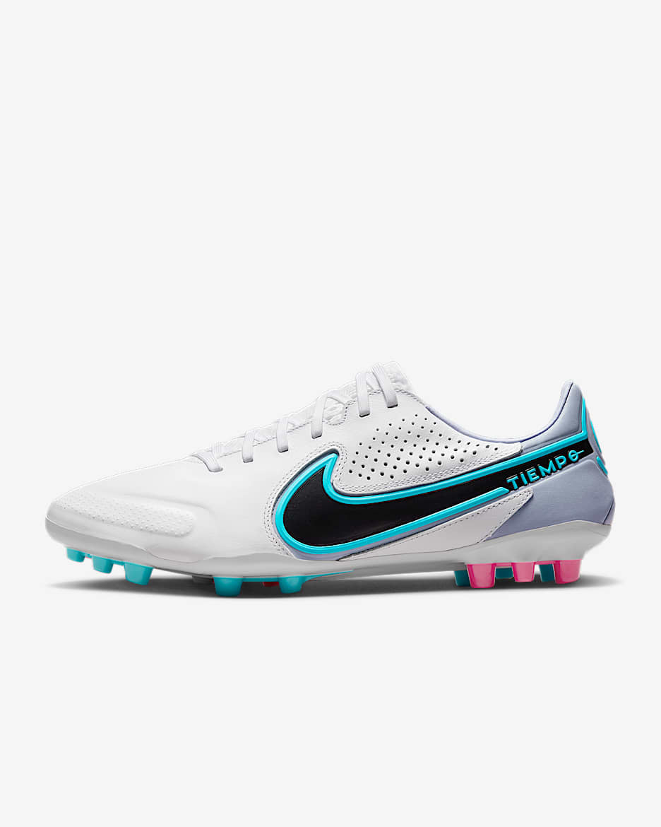 Nike Legend 9 Pro AG 男/女人造草地足球鞋抓地钉鞋 - 白色/波罗的海蓝/爆炸粉/黑