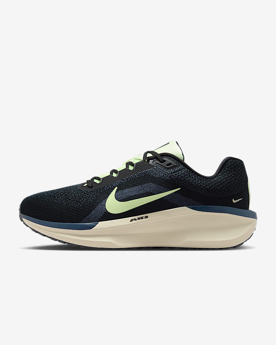 Nike Winflo 11 男子公路跑步鞋 - 黑/山峰白/浅卡其/微黄绿