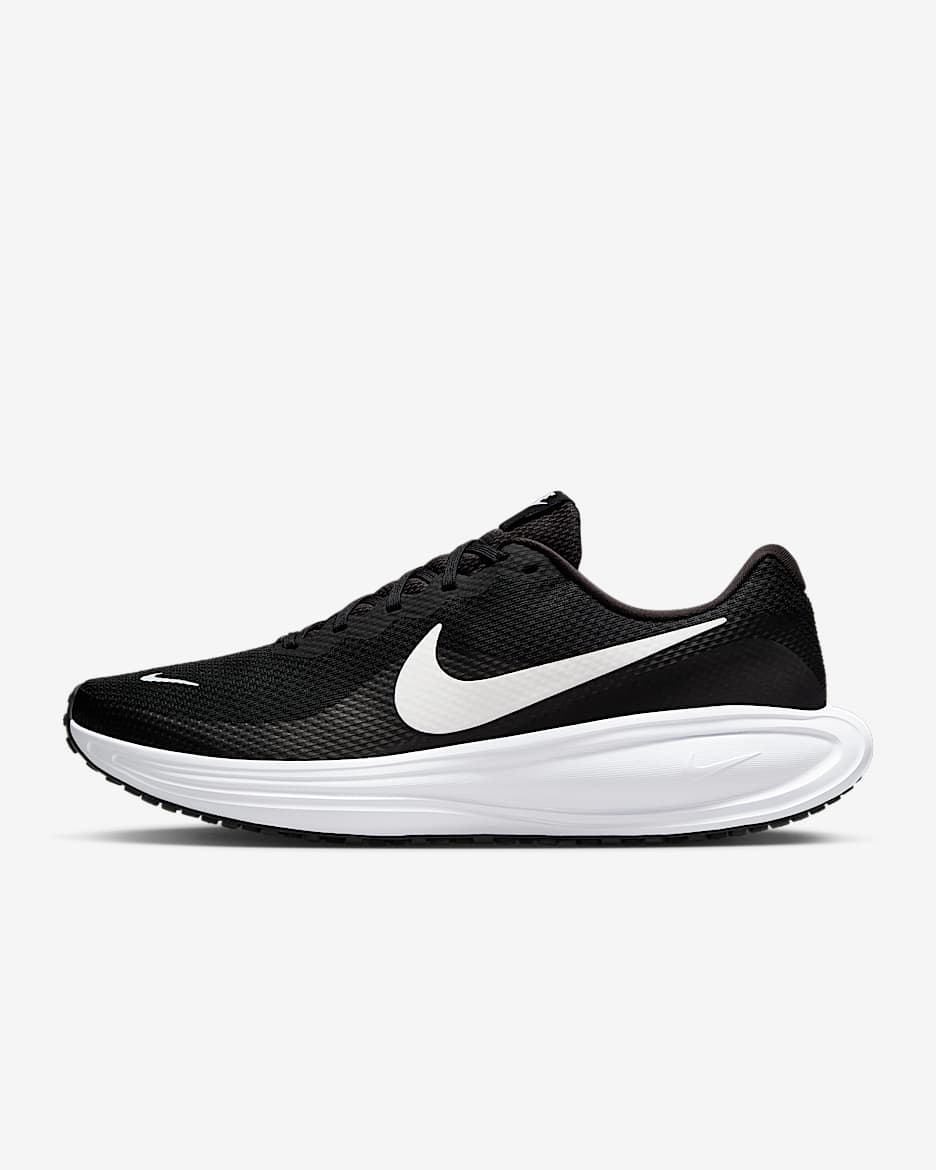 Nike Revolution 8 男子公路跑步鞋 - 黑/黑/白色