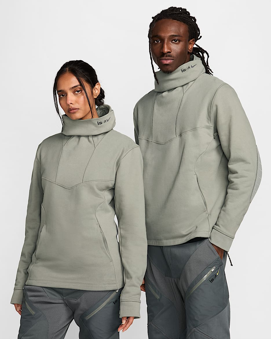 Nike ISPA 男/女连帽衫 - 暗泥灰/暗泥灰/欧皮特黄