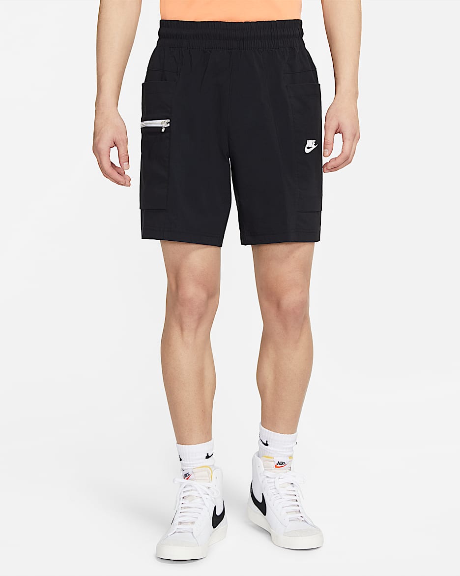 Nike Sportswear Modern Essentials 男子无衬里梭织短裤 - 黑/冰银/白色/白色