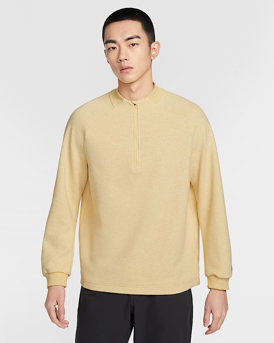Nike Par Therma-FIT 男子防晒加绒高尔夫上衣 - 柔黄/白色/柔黄/黑