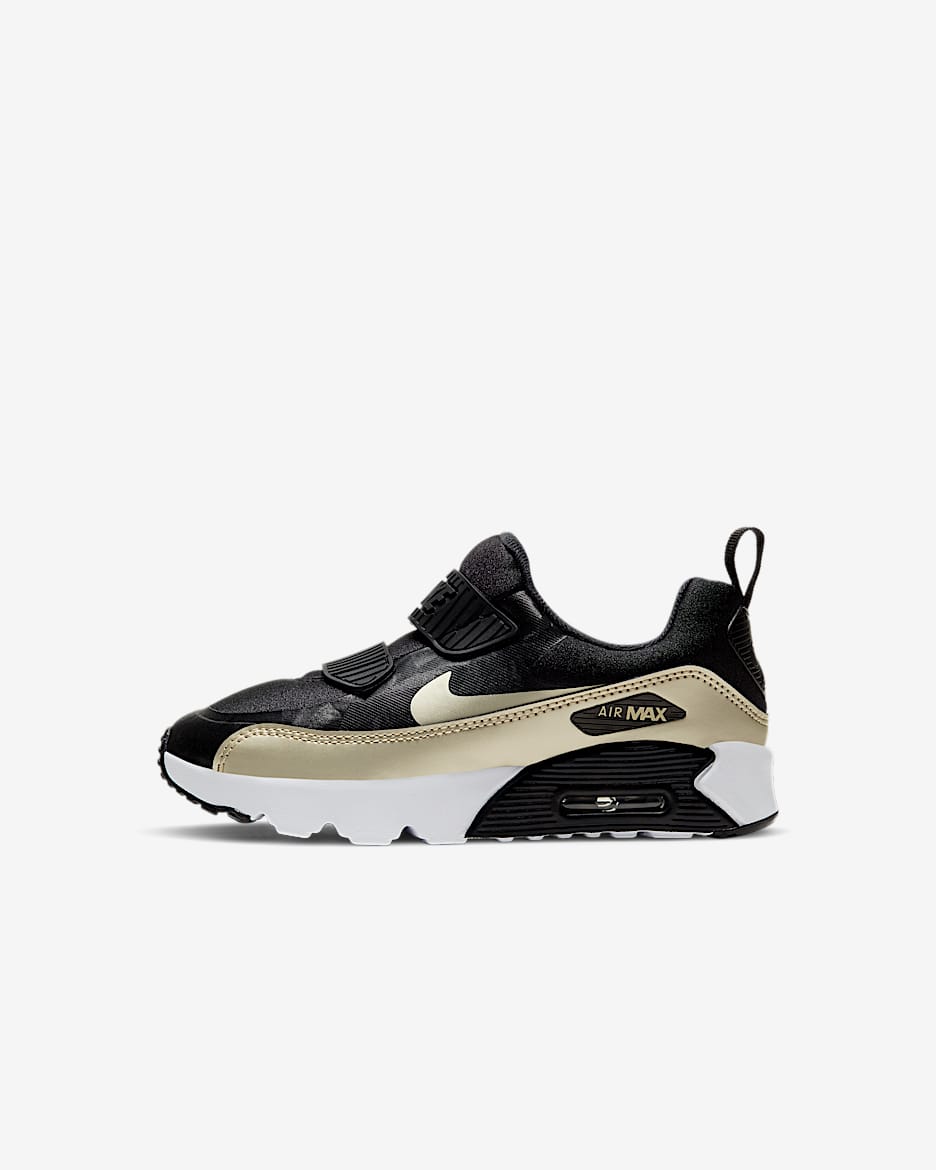 Nike Air Max Tiny 90 BP 幼童运动童鞋 - 黑/白色/金属耀眼金