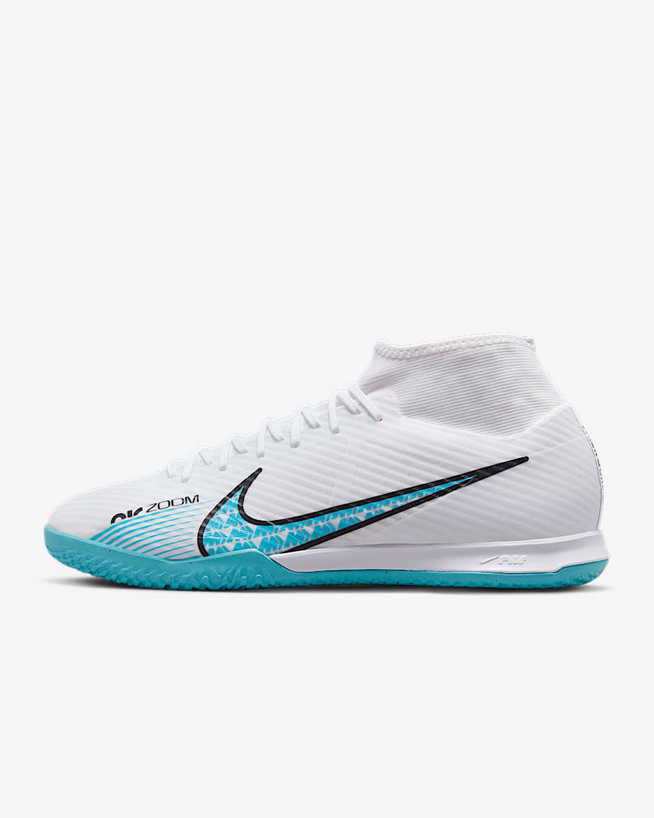 Nike Zoom Superfly 9 Academy IC 男子室内/球场足球鞋 - 白色/爆炸粉/波罗的海蓝