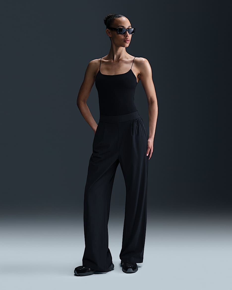 Nike 24.7 PerfectStretch Dri-FIT 女子速干高腰阔腿长裤 - 黑/暗烟灰