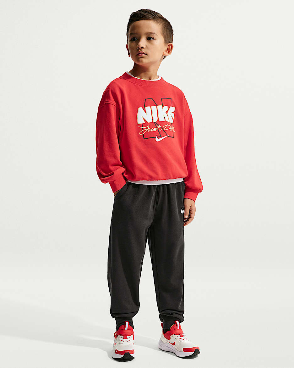 Nike Sportswear 马年限定脱缰系列新年款幼童法式毛圈运动衫和长裤套装 - 黑/黑/白色
