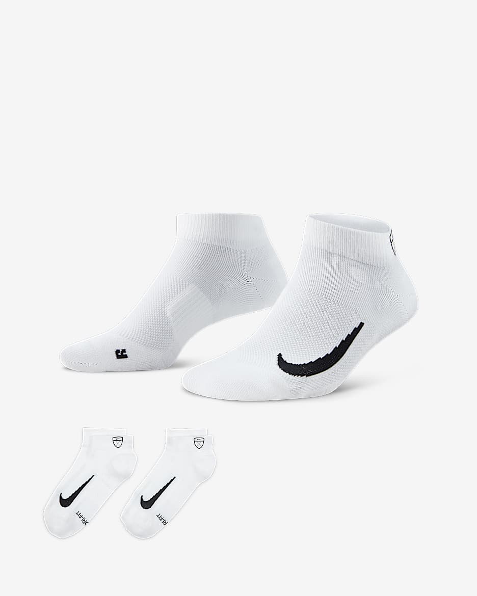 Nike Multiplier Low 速干高尔夫运动短袜（2 双） - 白色/黑