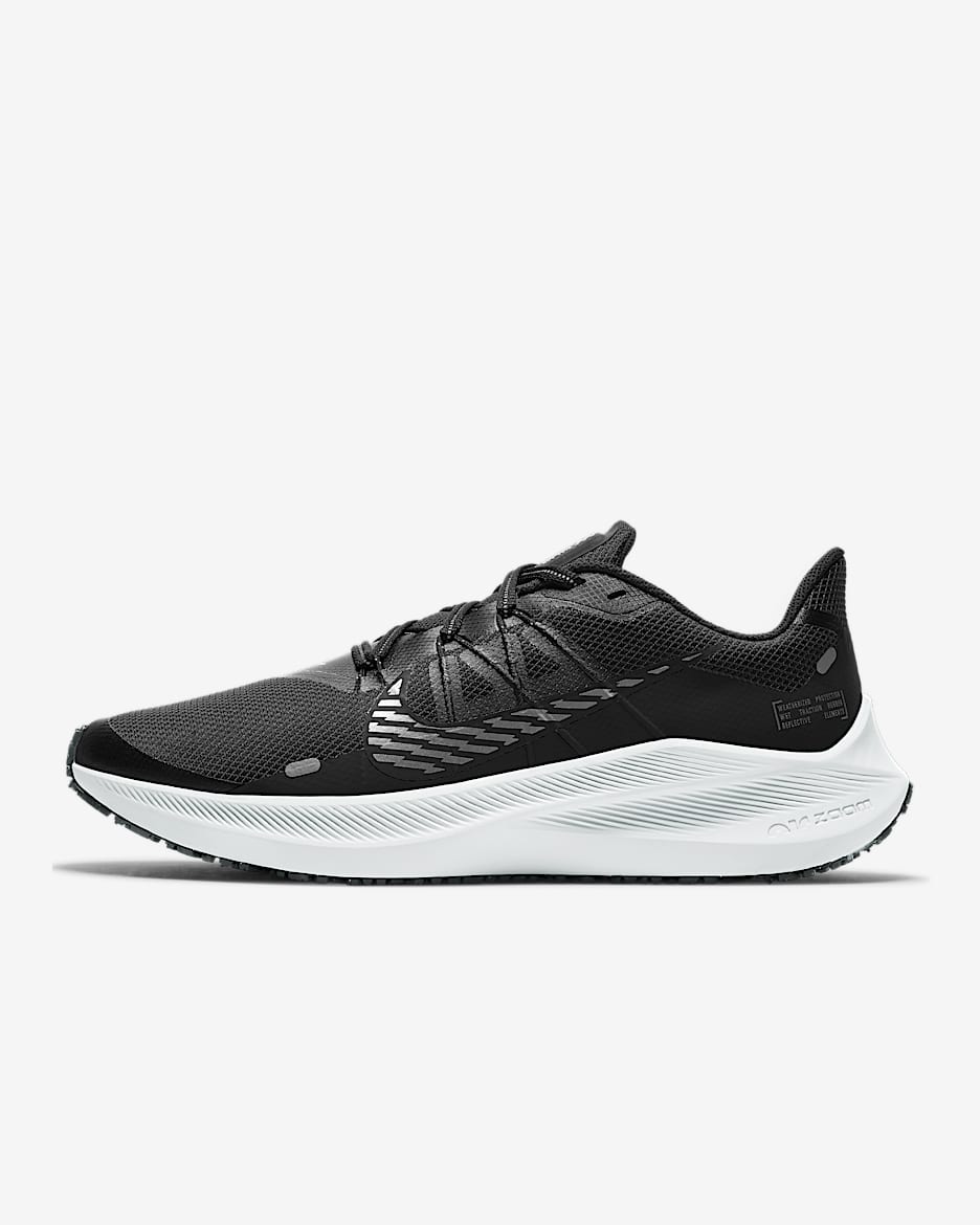 Nike Winflo 7 Shield 男子跑步鞋 - 黑/暗烟灰/白金色/金属灰