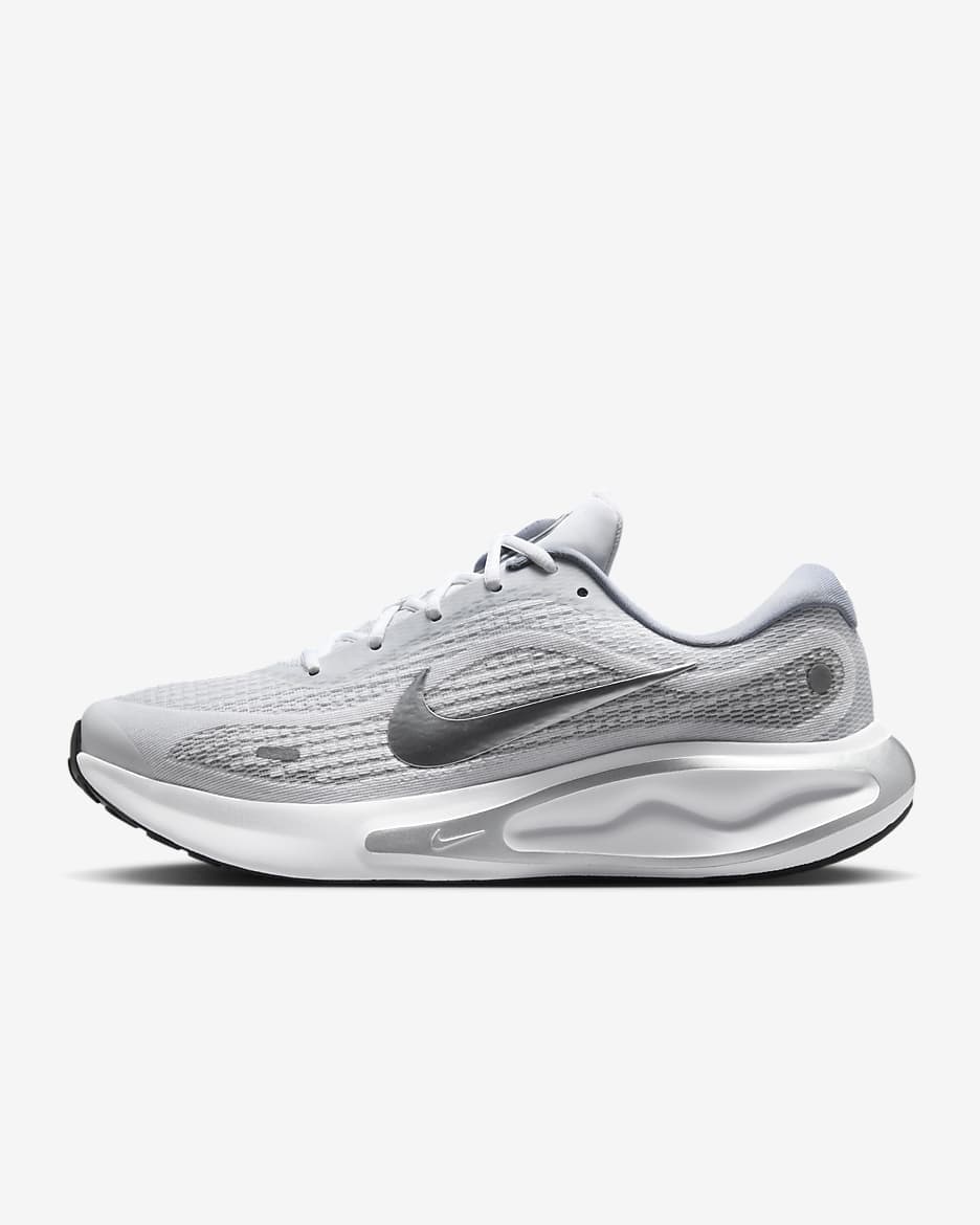 Nike Journey Run 男子透气公路跑步鞋 - 白色/黑/灰石板蓝/金属银
