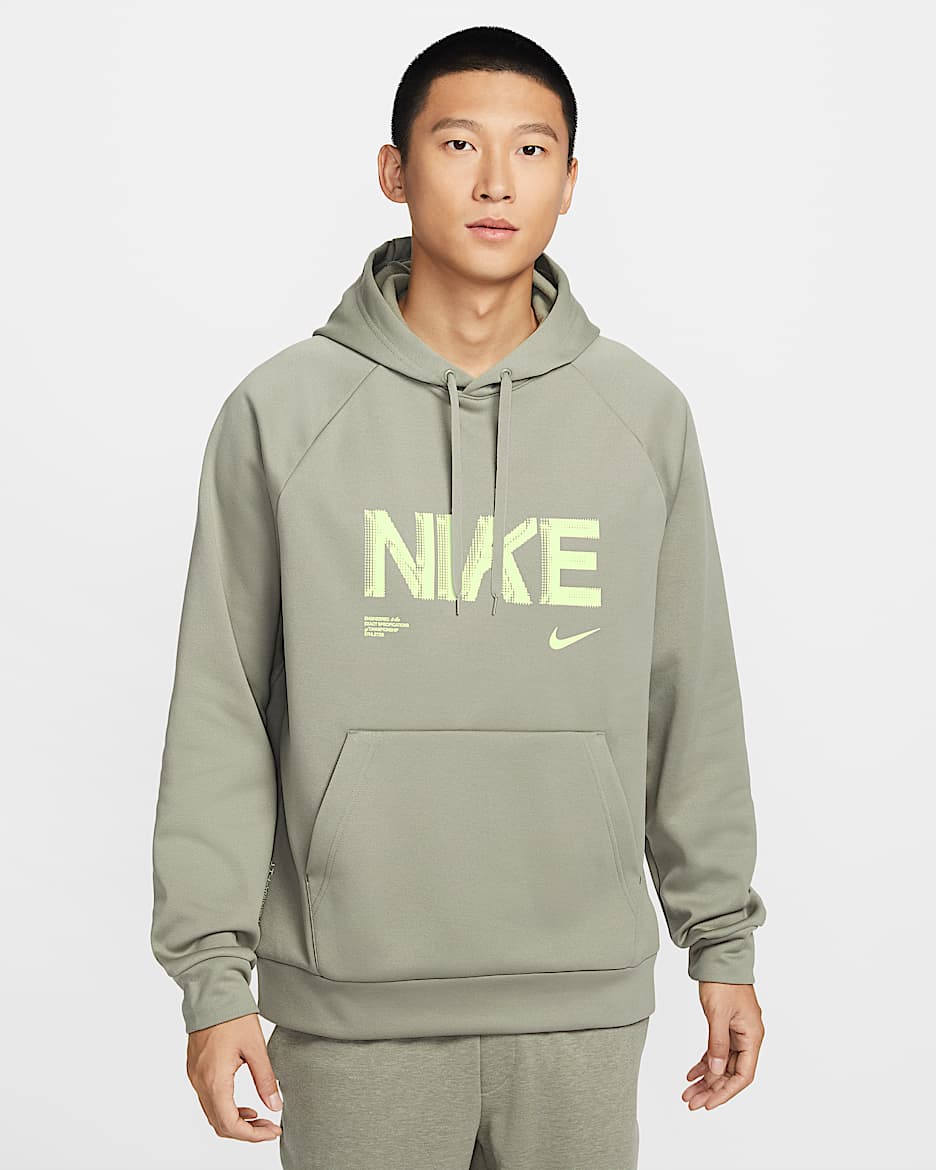 Nike Therma-FIT 男子加绒套头连帽衫 - 浅军绿/浅柠色