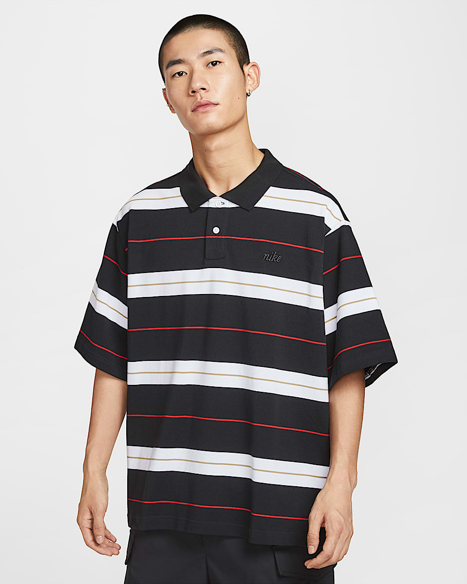 Nike Sportswear Club 男子翻领T恤 - 黑/白色/黑