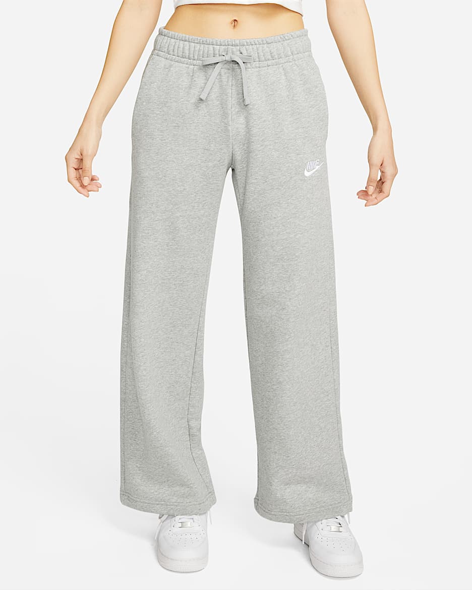 Nike Sportswear Club Fleece 女子中腰阔腿薄绒运动裤 - 调色暗灰/白色