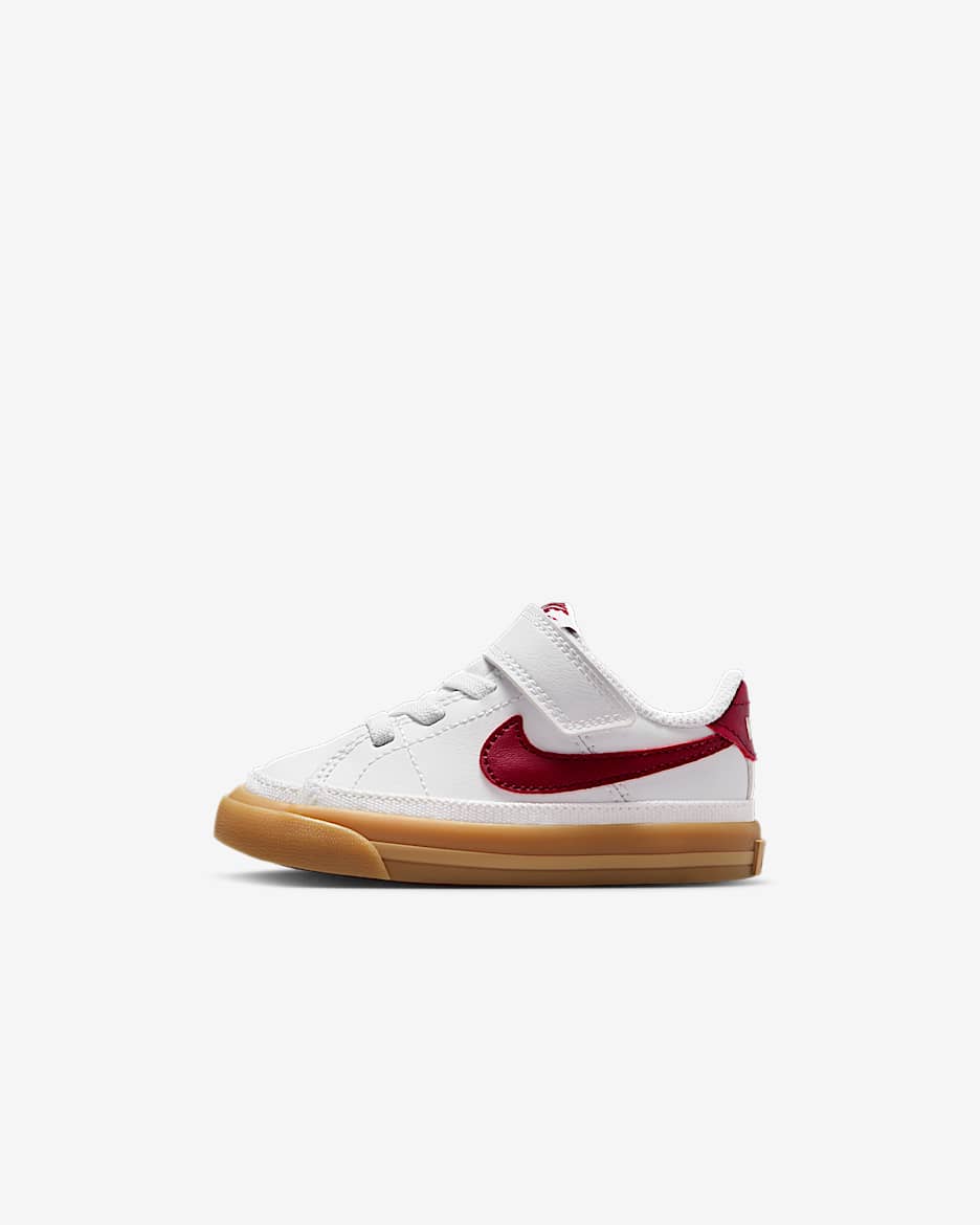 Nike Court Legacy 婴童易穿脱运动鞋板鞋 - 白色/橡皮黄/队红