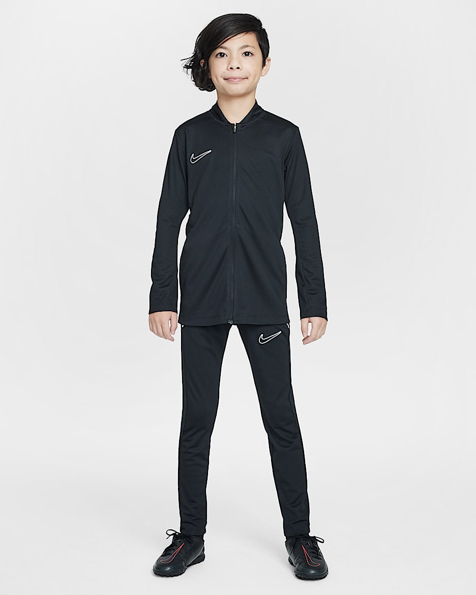 Nike Academy Dri-FIT 大童速干足球夹克和长裤运动套装 - 黑/白色/白色