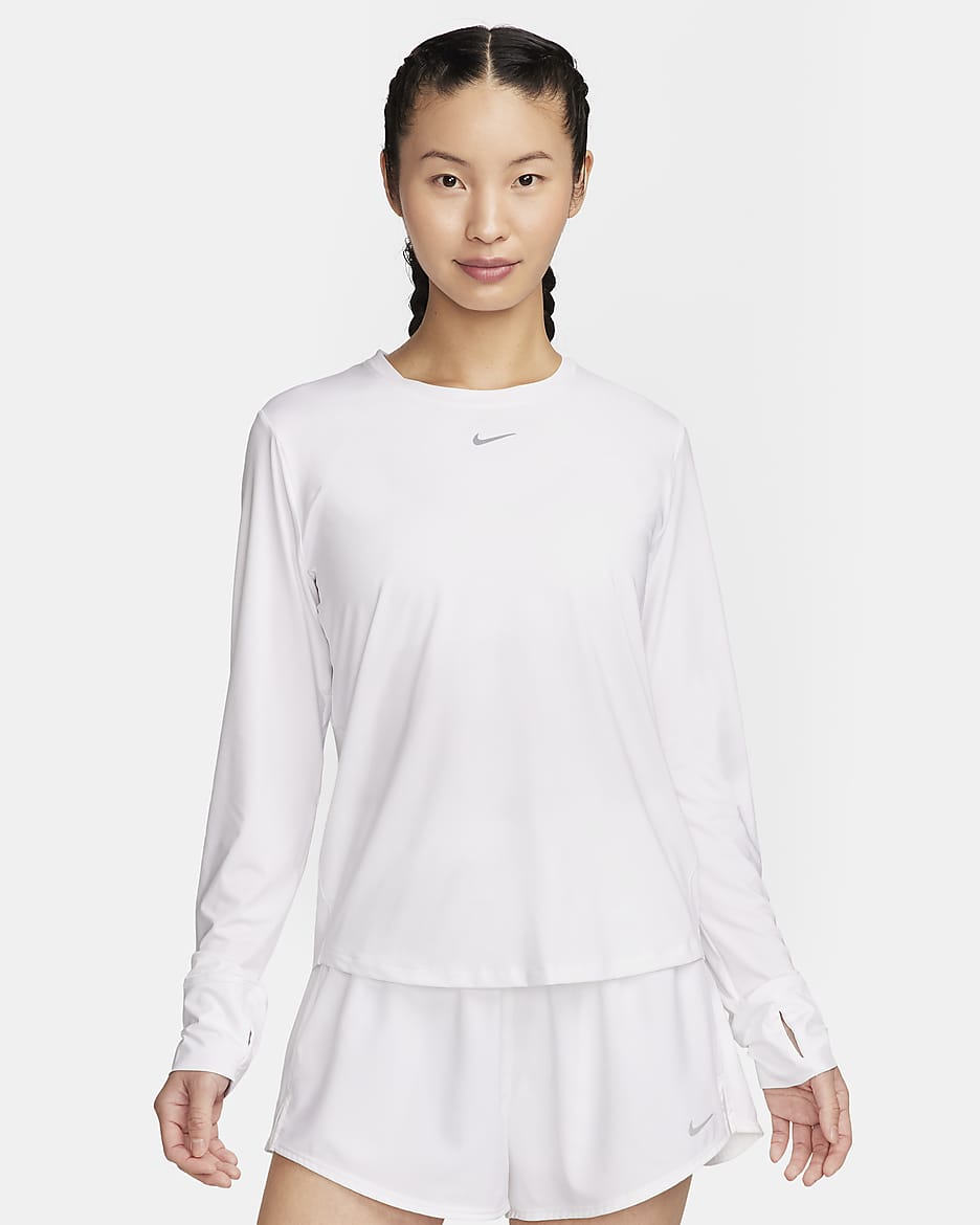 Nike One Classic Dri-FIT 女子透气速干长袖上衣 - 白色/黑