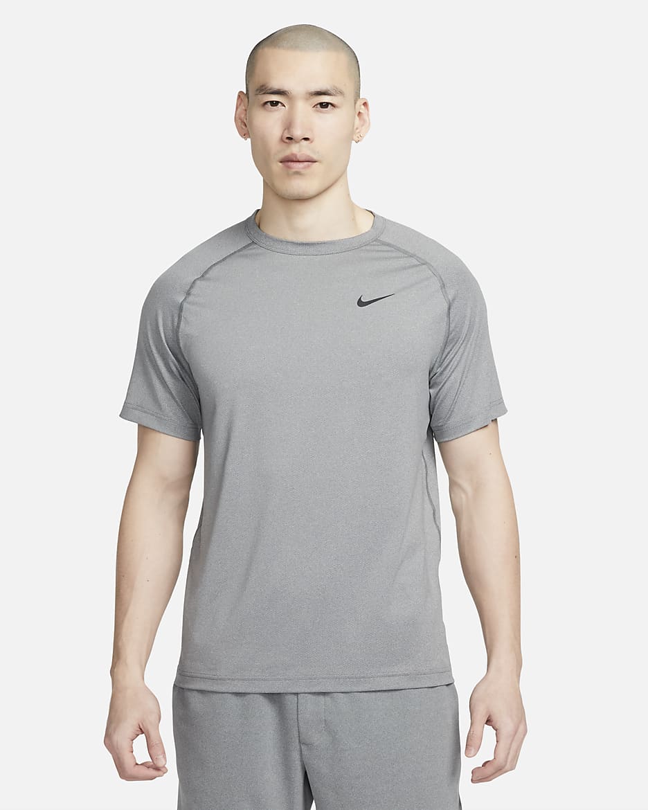 Nike Dri-FIT Ready 男子速干短袖训练上衣 - 烟灰/调色/黑