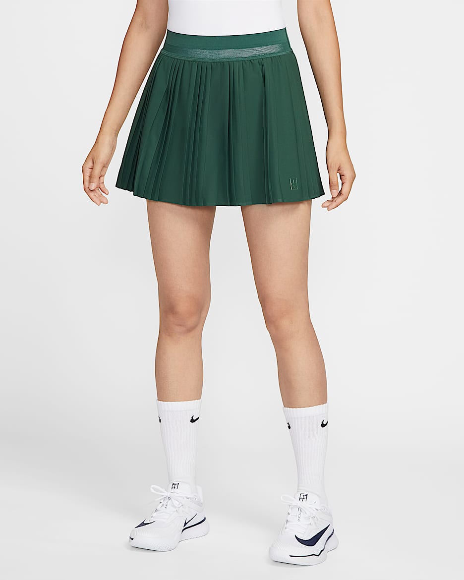 NikeCourt Advantage Dri-FIT 女子速干褶裥网球半身裙 - 冷杉绿/冷杉绿