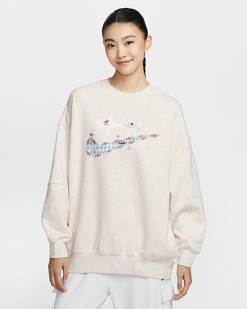 Nike Sportswear 女子 Oversize 风针织圆领运动衫 - 调色燕麦