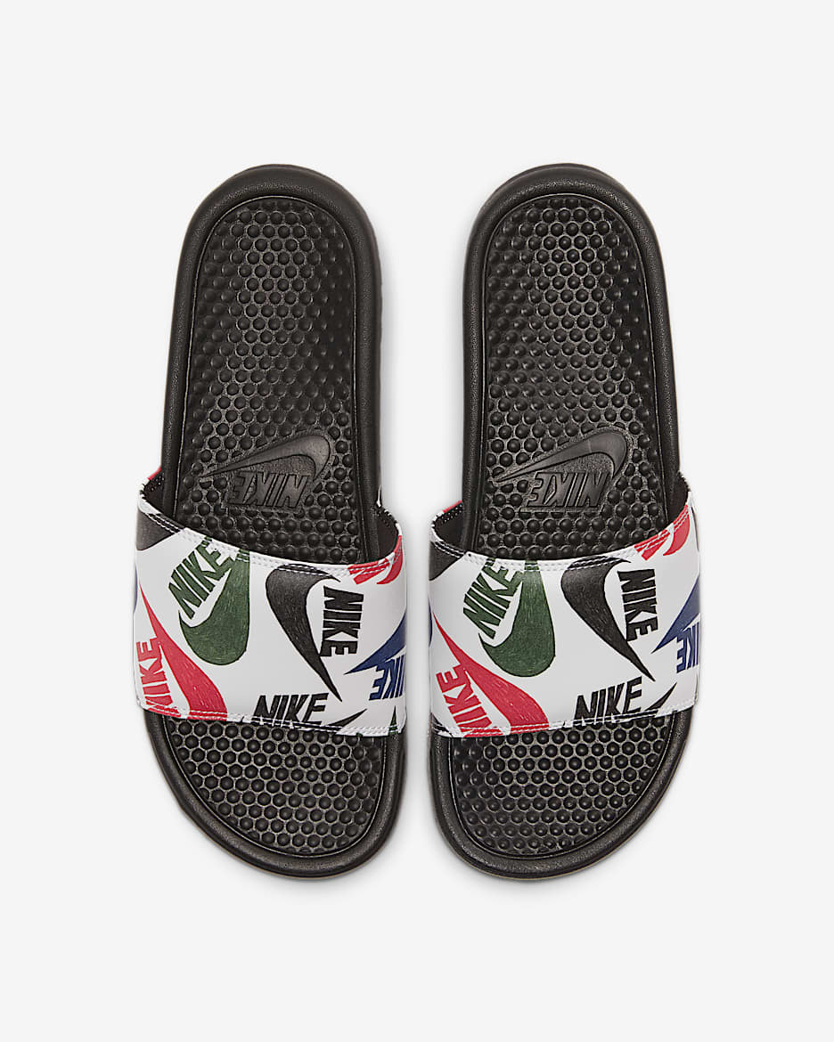 Nike Benassi JDI Print 男子拖鞋 - 黑/白色/多色/黑