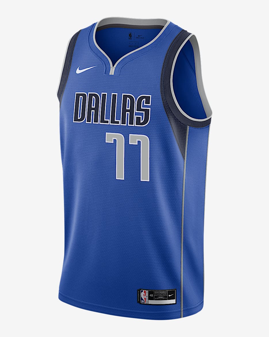 2020 赛季达拉斯独行侠队 (Luka Dončić) Icon Edition Nike NBA Swingman Jersey 男子球衣 - 游戏宝蓝/大学深蓝