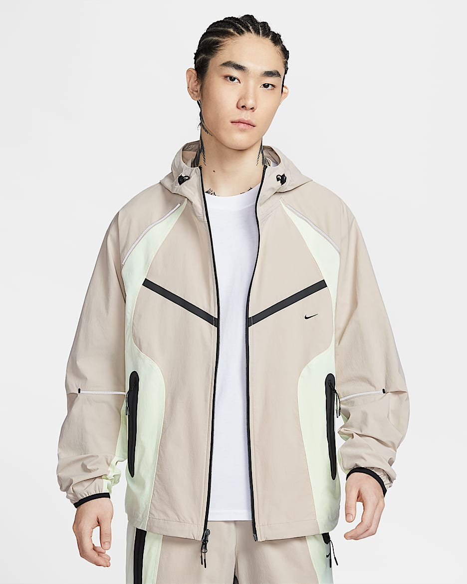 Nike Tech Dri-FIT Windrunner 男子速干梭织全长拉链开襟撞色夹克 - 奶白 II/浅荧光黄/黑