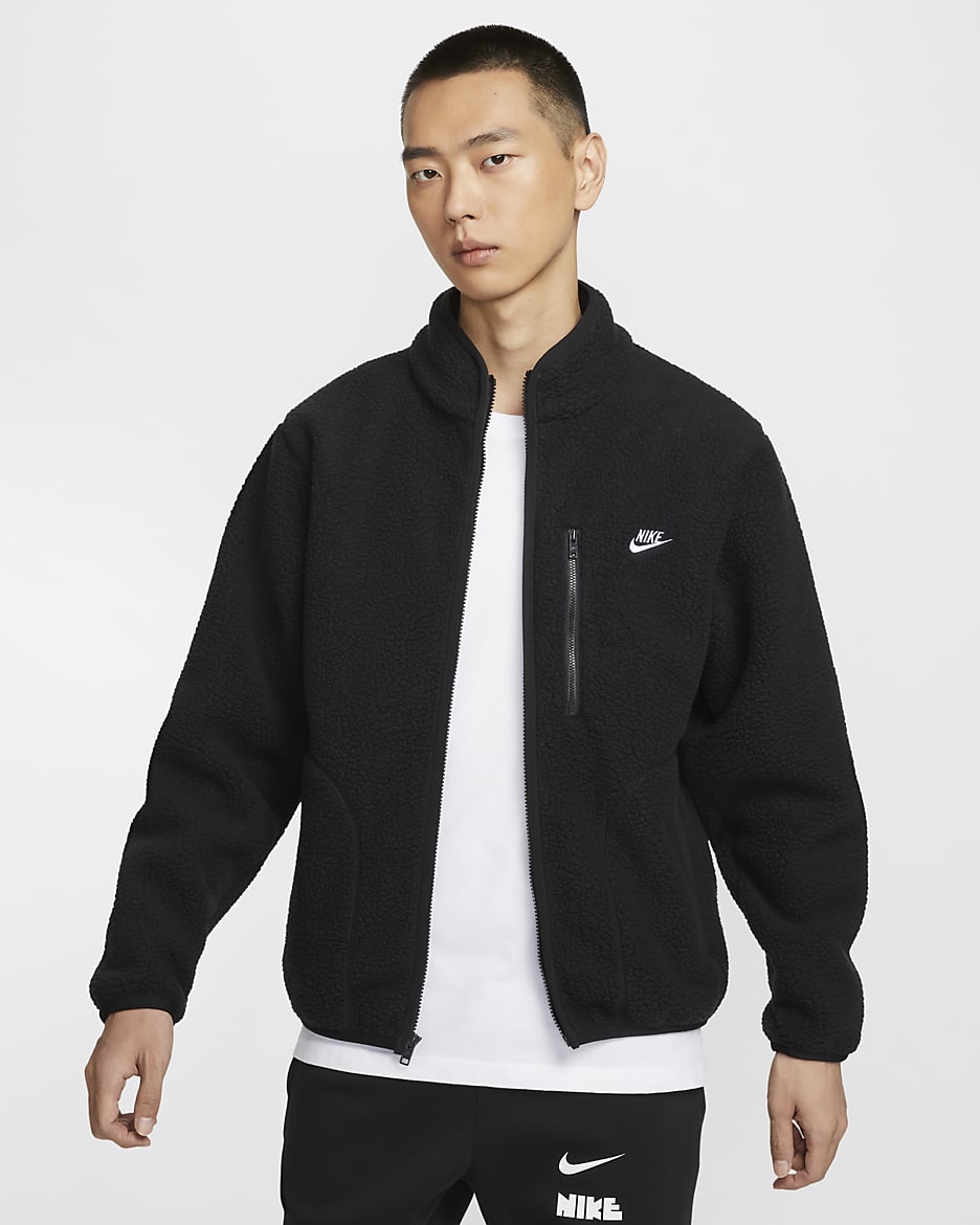 Nike Sportswear Club 男子摇粒绒夹克 - 黑/白色