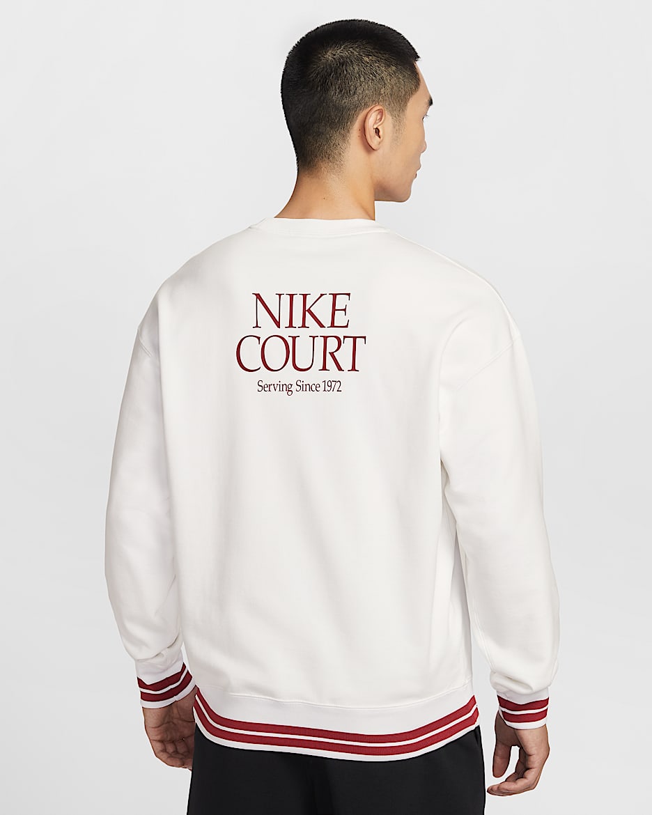 NikeCourt 男子法式毛圈圆领上衣 - 白色