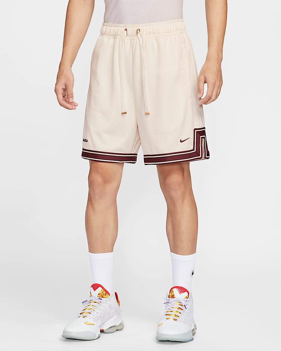 LeBron 詹姆斯男子篮球短裤 - 帆白/暗队红